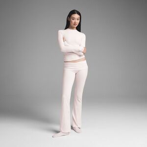 SKIMS Barely Pink Cotton Jersey Foldover Pants